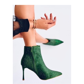 Bottines à talons hauts avec cristaux verts 1