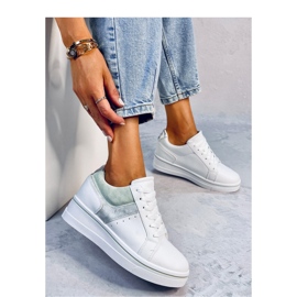 Baskets compensées vertes blanche 1