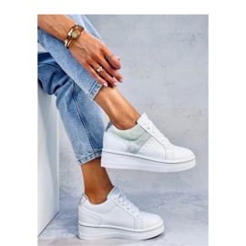 Baskets compensées vertes blanche 3