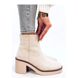 Bottines en daim à talons larges Eliza Beige - Inello 3