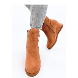 Bottines compensées avec fermeture éclair Camel dorée brun 2