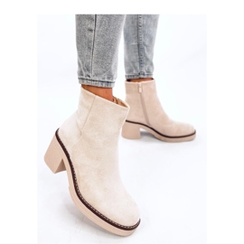 Bottines en daim à talons larges Eliza Beige - Inello 4
