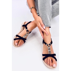 Sandales noires avec zircons décoratifs le noir 1