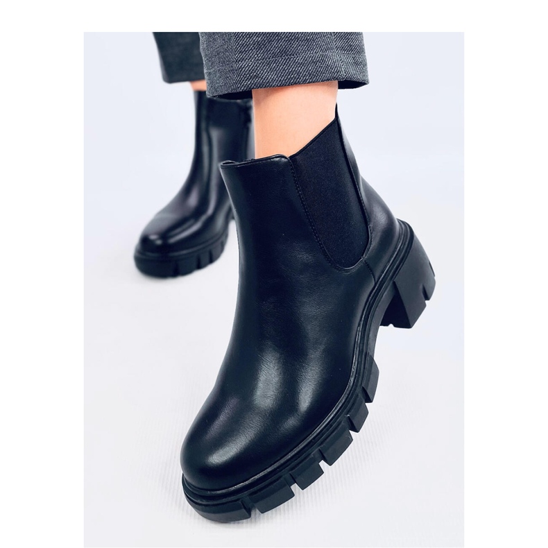 Ledeck Bottines Chelsea à talons larges Pu Noir - Inello le noir 2