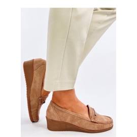 Mocassins compensés kaki beige 1