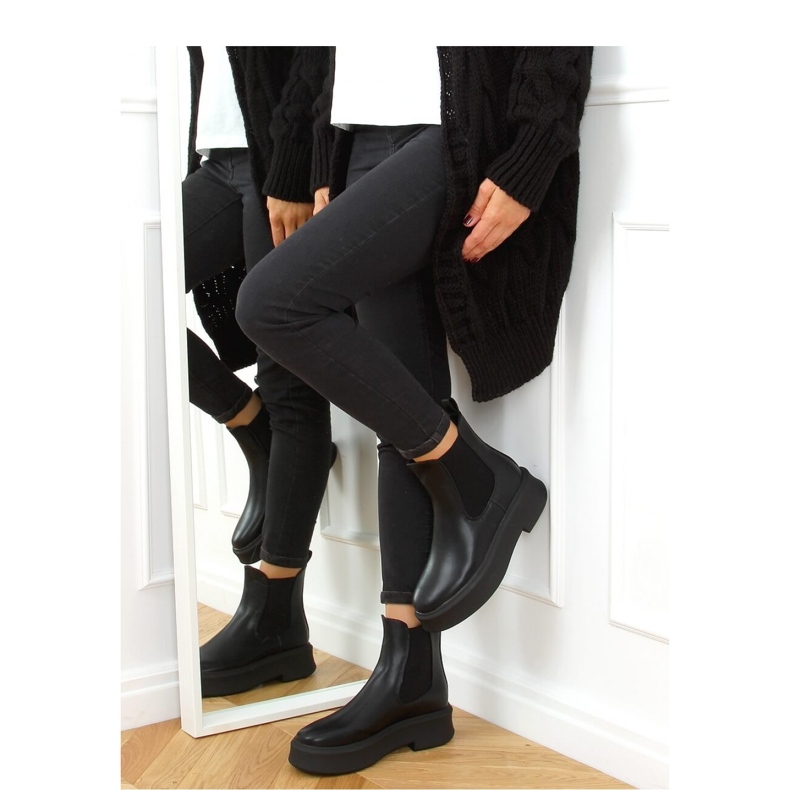 Bottines Chelsea noires à semelle épaisse NS222P Noir - Inello 2