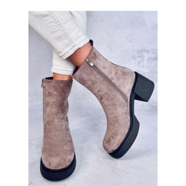 Bottines à talon stable kaki brun 2