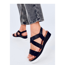 Sandales compensées noires le noir 1