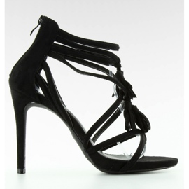 Sandale Sandales à talons hauts avec franges 1249 Noir - Inello 2