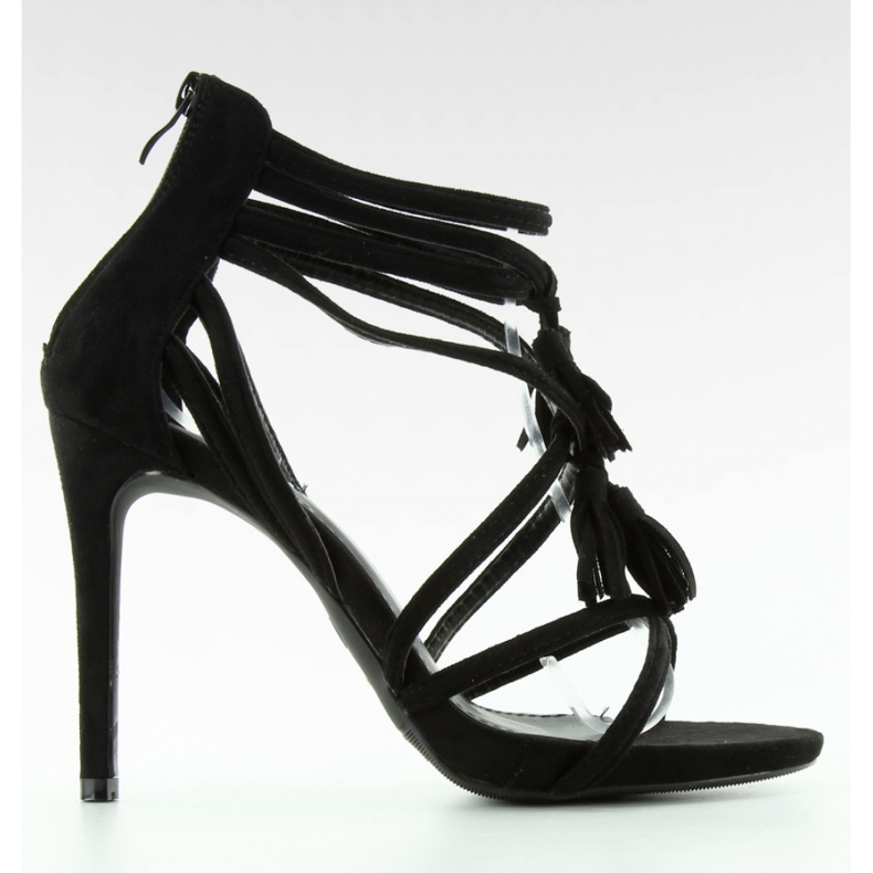 Sandale Sandales à talons hauts avec franges 1249 Noir - Inello le noir 2