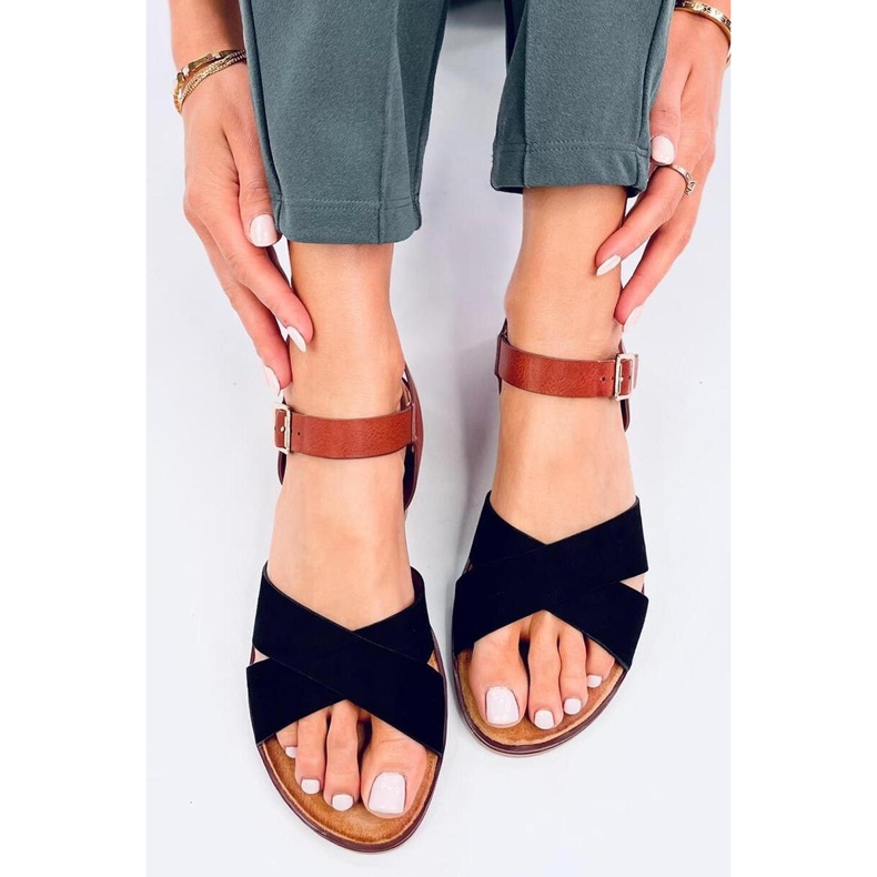 Sandales surélevées pour femme noir 1
