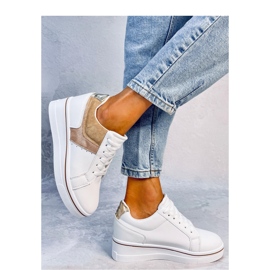 Baskets compensées beiges blanche 2
