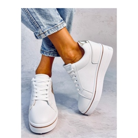 Baskets compensées beiges blanche 3