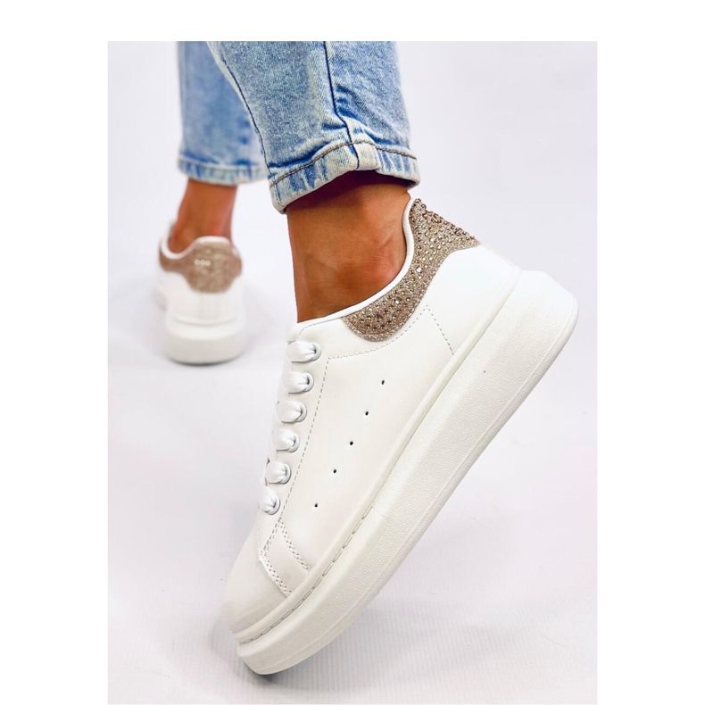 Baskets à plateforme dorées blanc 1