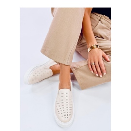 Baskets slip-on ajourées beiges 4