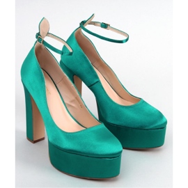 Escarpins femme à talons en satin vert 3
