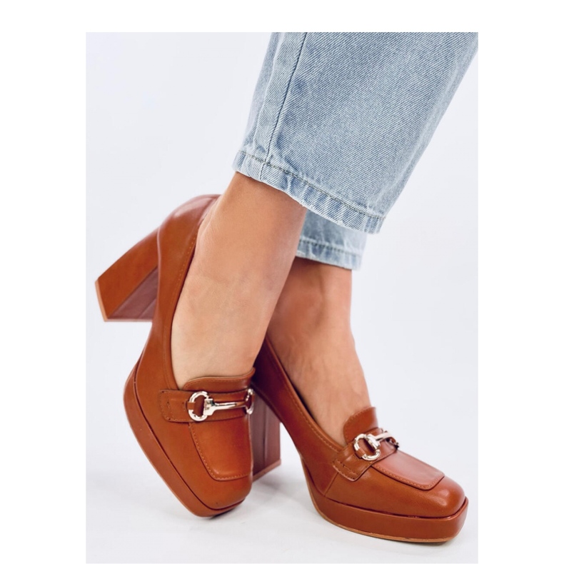 Mocassins à talons camel brun 1