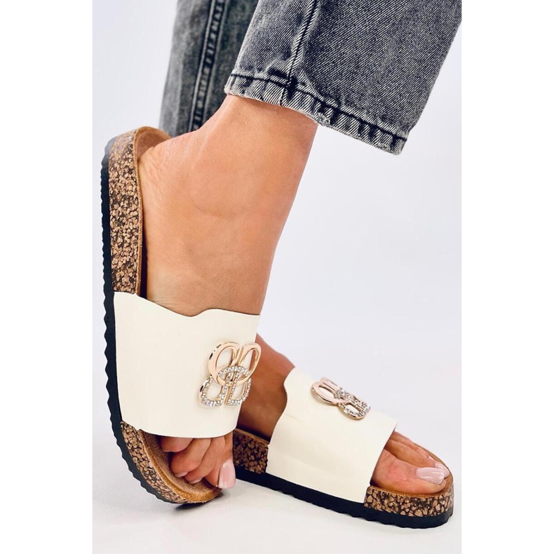 Tongs en liège avec zircons blancs blanche 1