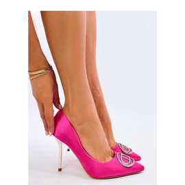 Talons hauts avec décoration en cristal fuchsia rose 1