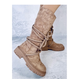 Boots en daim avec cordon kaki brun 2