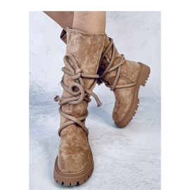 Boots en daim avec cordon kaki brun 3