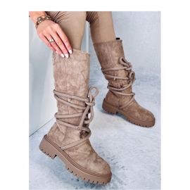 Boots en daim avec cordon kaki brun 4