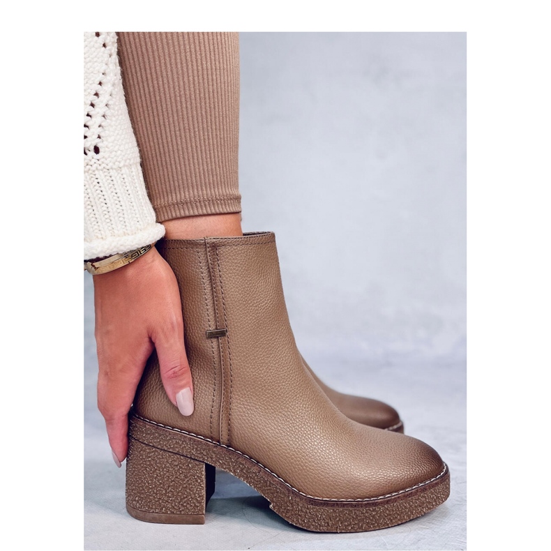 Tamika Bottines à talons en caoutchouc beige - Inello brun 2