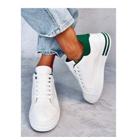 Baskets compensées vertes blanche 2