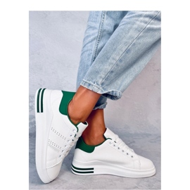 Baskets compensées vertes blanche 3