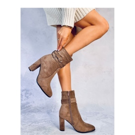 Dianes Bottines à talons en daim kaki - Inello brun 4