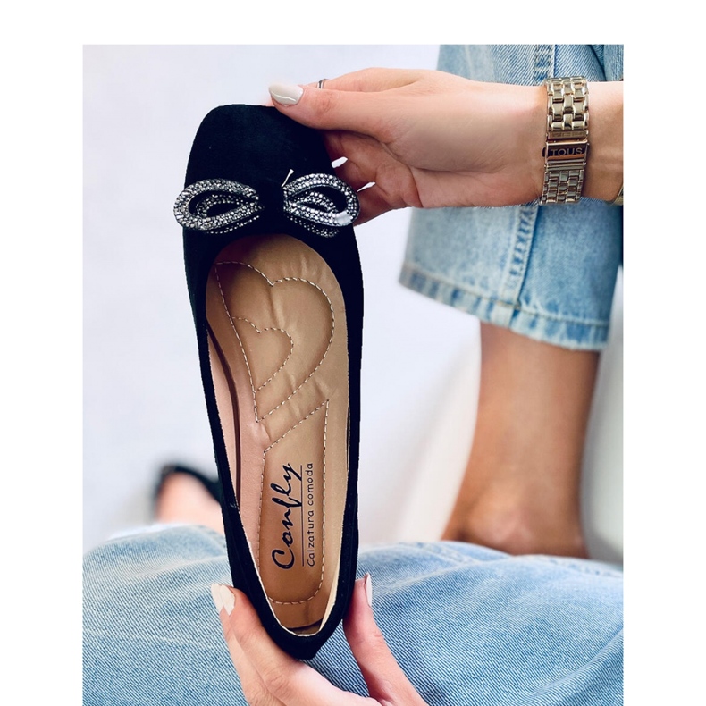 Ballerines en daim avec nœud Serna Nero - Inello noir 2