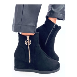 Vavin Bottines compensées noires avec zip doré - Inello le noir 4