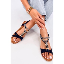Sandales femme avec perles Noir le noir 1