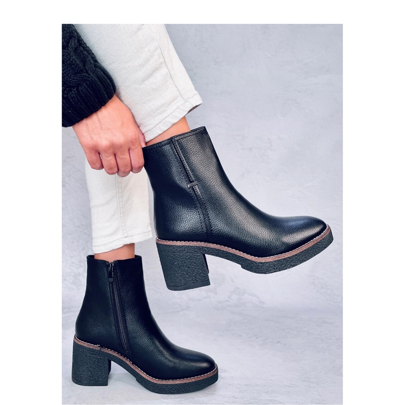 Tamika Bottines à talons en caoutchouc noir - Inello le noir 2