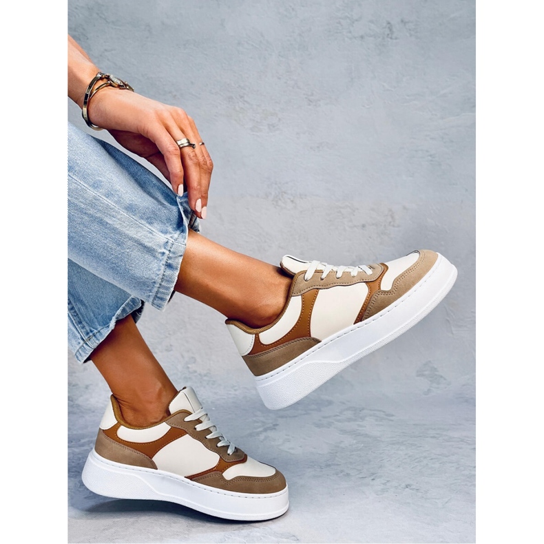 Baskets femme kaki brun 1