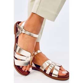 Sandales plates femme dorées 1