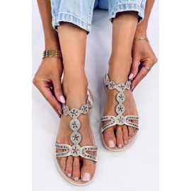 Yvers Sandales beiges avec zircons décoratifs - Inello 2