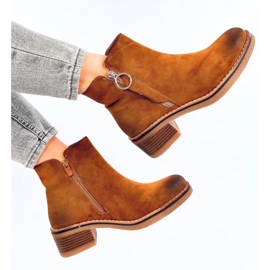 Bottines à talon en nubuck Levere Camel - Inello brun 3