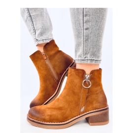 Bottines à talon en nubuck Levere Camel - Inello brun 4
