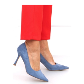 Escarpins femme en daim bleu 3