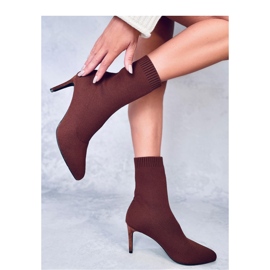 Donatella Bottines aiguilles chaussettes marron - Inello brun 1