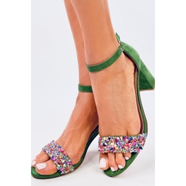 Sandales à talons vert Valentine avec pierres - Inello 1
