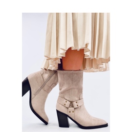 Santiags en daim beige 2