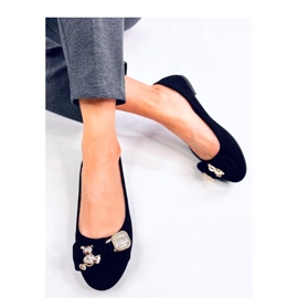 Ballerines en daim noir avec ours en peluche le noir 1