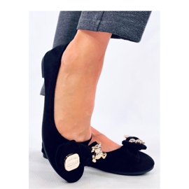 Ballerines en daim noir avec ours en peluche le noir 2