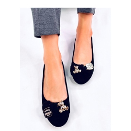 Ballerines en daim noir avec ours en peluche le noir 3