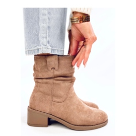 Bottines camel à tige volantée brun 1