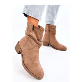 Bottines camel à tige volantée brun 2