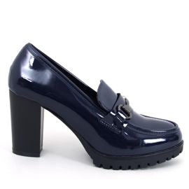 Mocassins à talons vernis bleu foncé Hyett - Inello 1 Mocassins à talons vernis bleu foncé Hyett - Inello 1