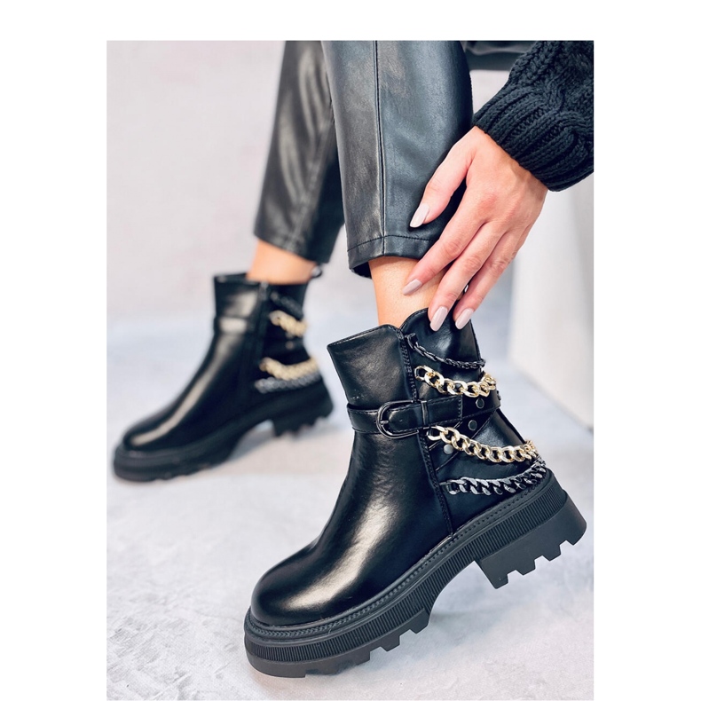 Bottines militaires à chaînes Toliver Noir - Inello le noir 2
